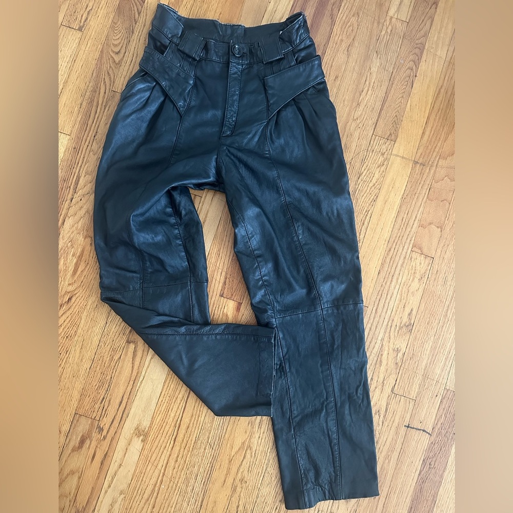 Black Pants with High Waist and Smooth Texture